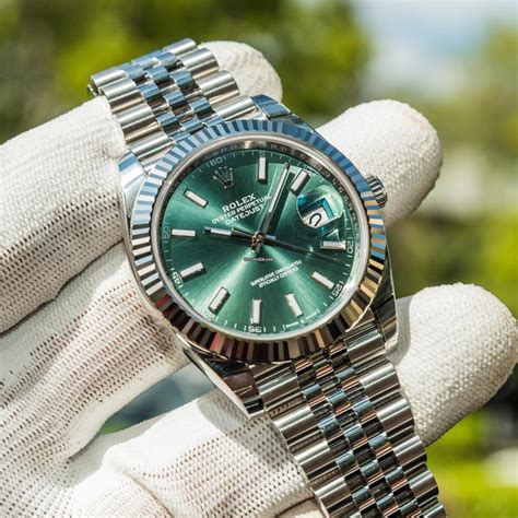 rolex green face diamond|rolex 41mm date just mint dial.